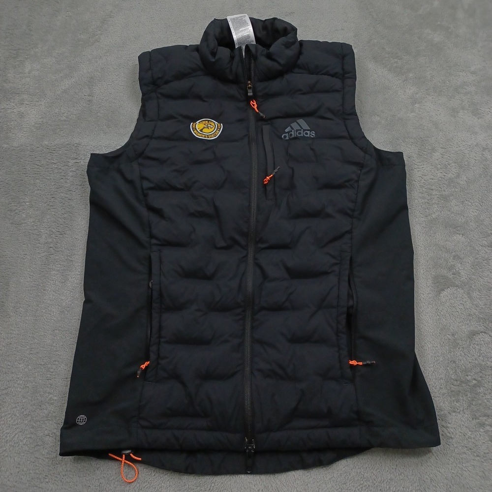 John Brown University Vest Womens Small Black Adidas Puffer Soccer Full Zip